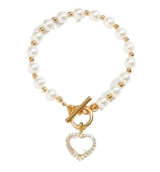 Pulsera de Perlas con Colgante de Corazón LUANCCI