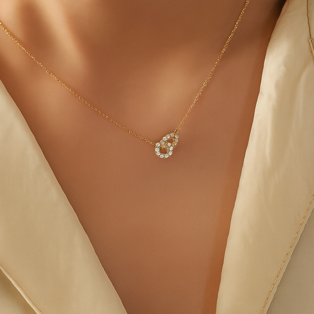 Collar de Plata Esterlina S925 con Anillo Doble Entrelazado Chapado en Oro de 18K – LUANCCI