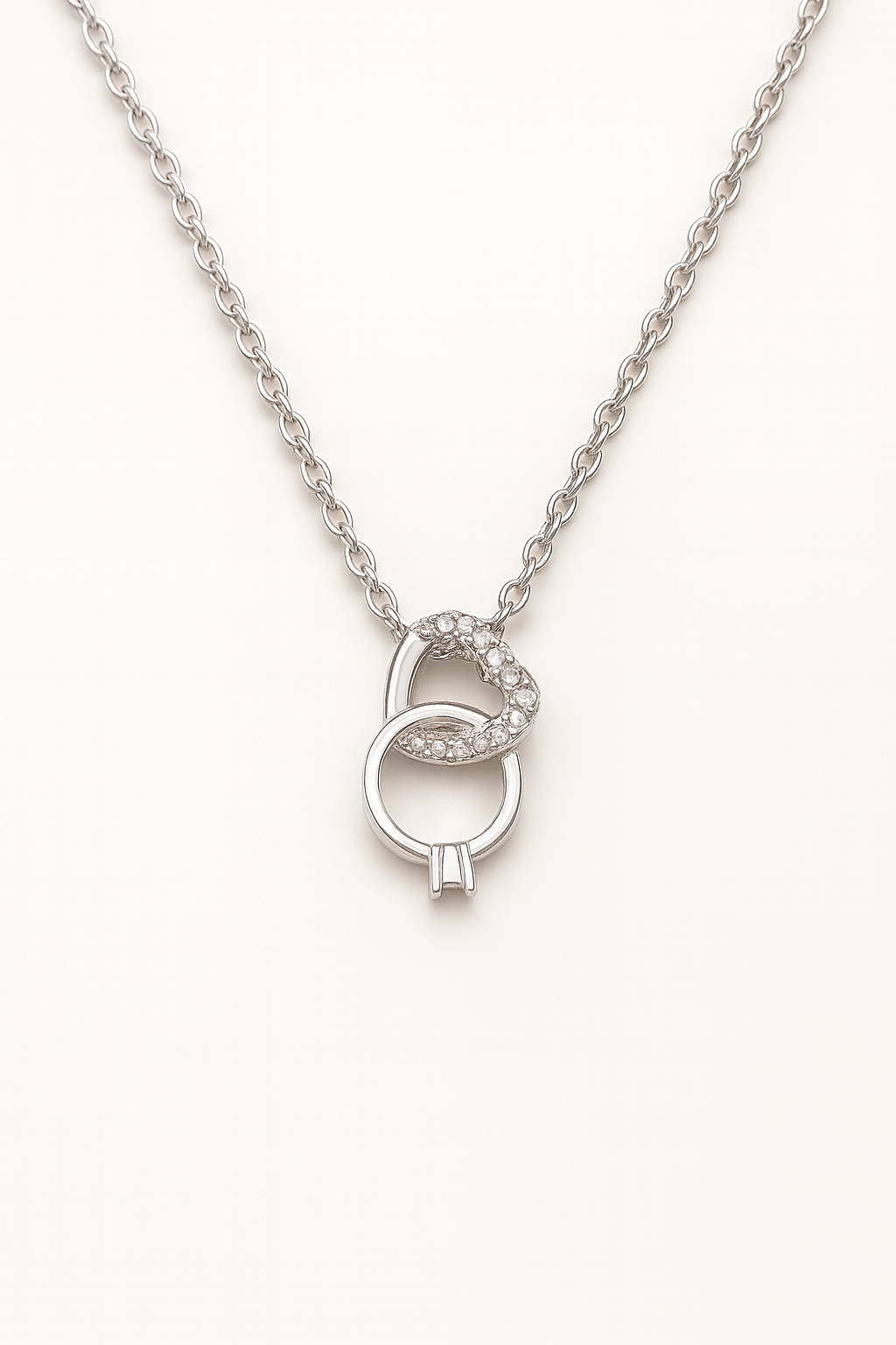 Collar Corazón & Anillo entrelazados LUANCCI - Bañado en Plata