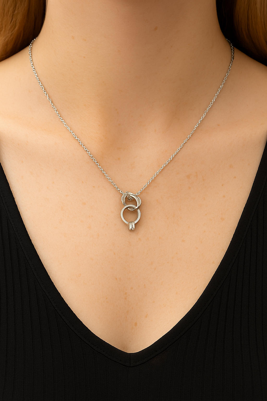 Collar Corazón & Anillo entrelazados LUANCCI - Bañado en Plata