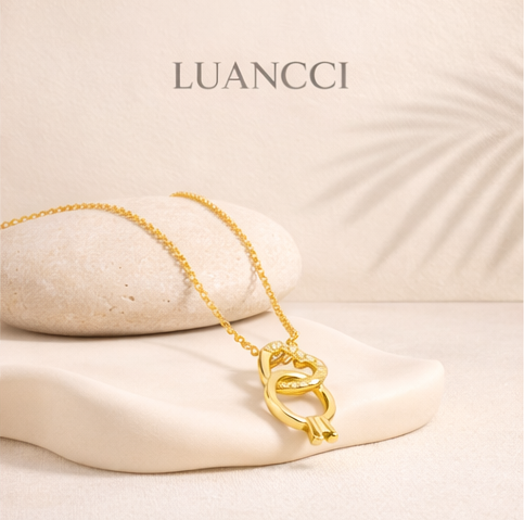 Collar Corazón & Anillo entrelazados LUANCCI - Baño en Oro