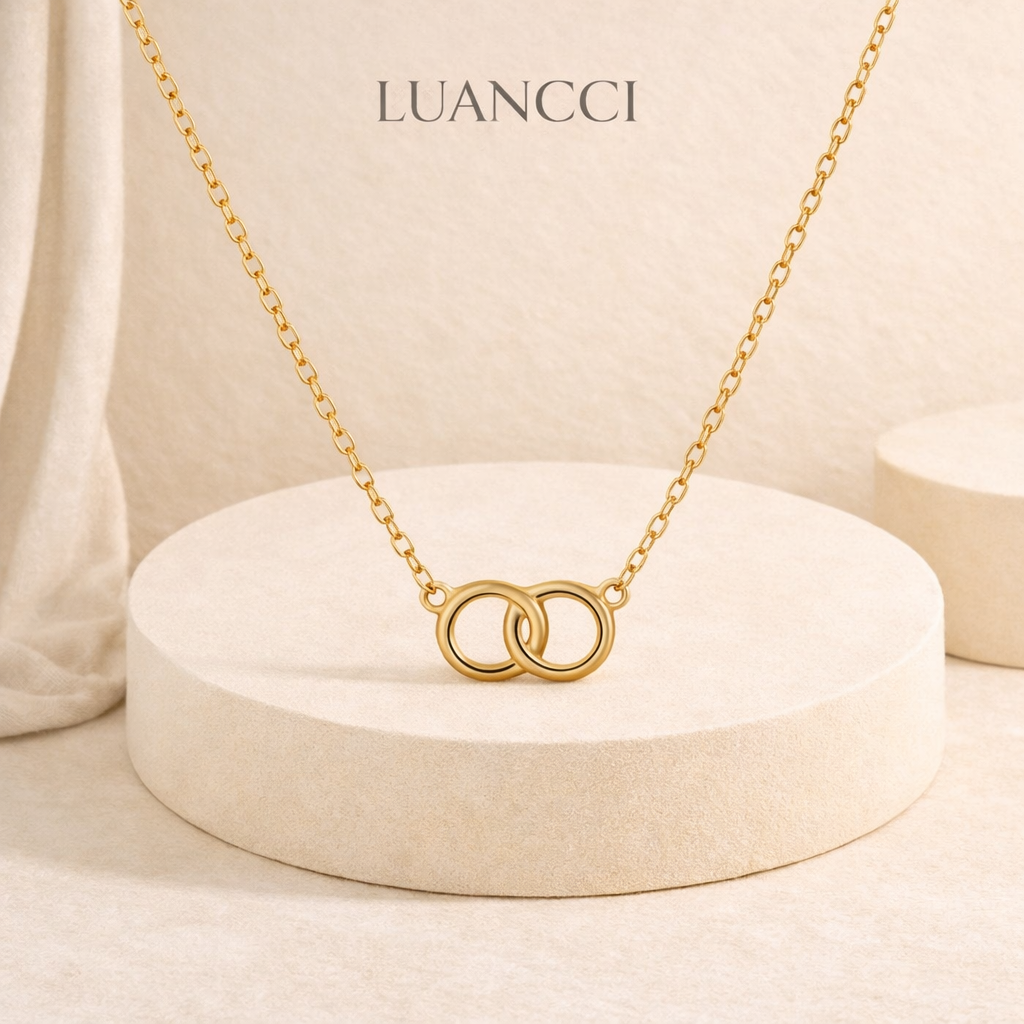 Collar de Plata Esterlina S925 con Anillo Doble Entrelazado Chapado en Oro de 18K – LUANCCI