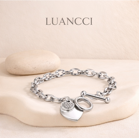 Pulsera Minimalista de Acero de Titanio con Corazón  - LUANCCI