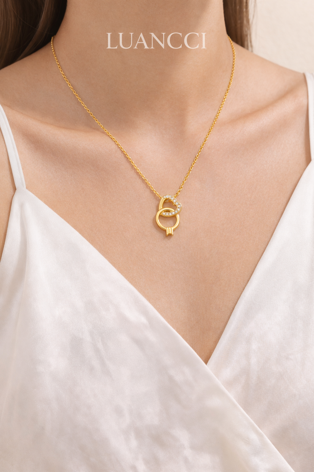 Collar Corazón & Anillo entrelazados LUANCCI - Baño en Oro