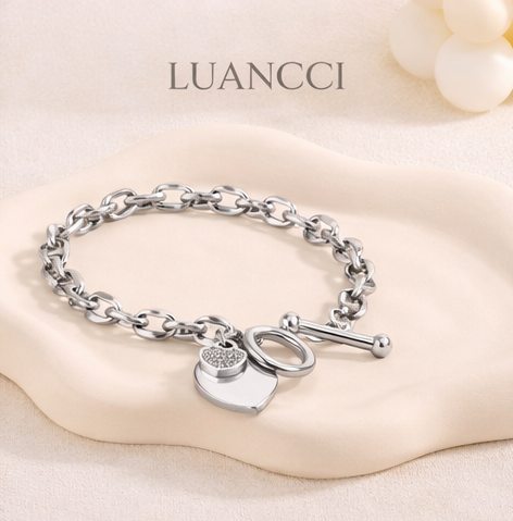 Pulsera Minimalista de Acero de Titanio con Corazón  - LUANCCI