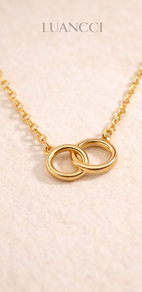 Collar de Plata Esterlina S925 con Anillo Doble Entrelazado Chapado en Oro de 18K – LUANCCI