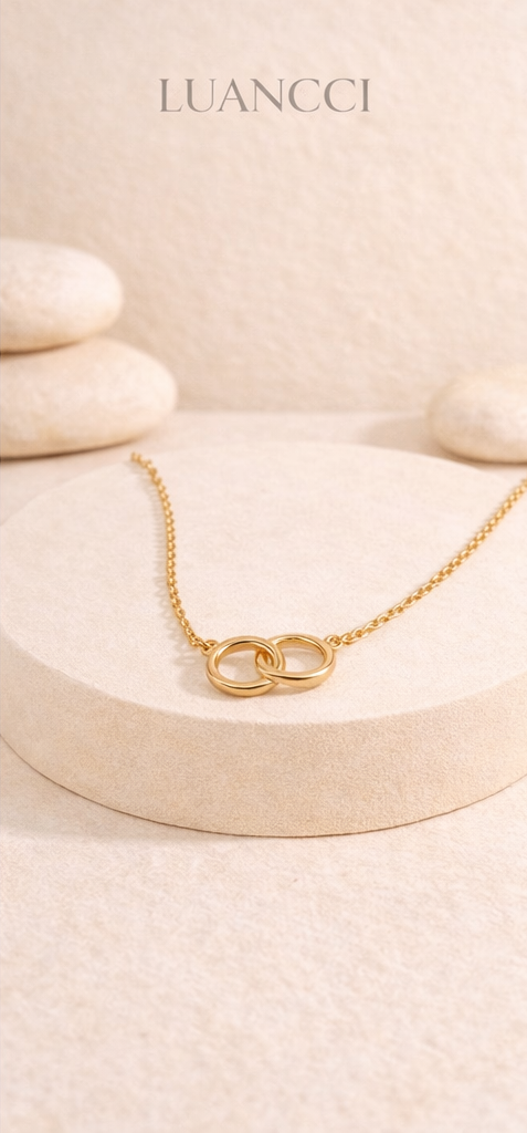 Collar de Plata Esterlina S925 con Anillo Doble Entrelazado Chapado en Oro de 18K – LUANCCI