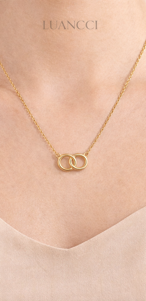 Collar de Plata Esterlina S925 con Anillo Doble Entrelazado Chapado en Oro de 18K – LUANCCI