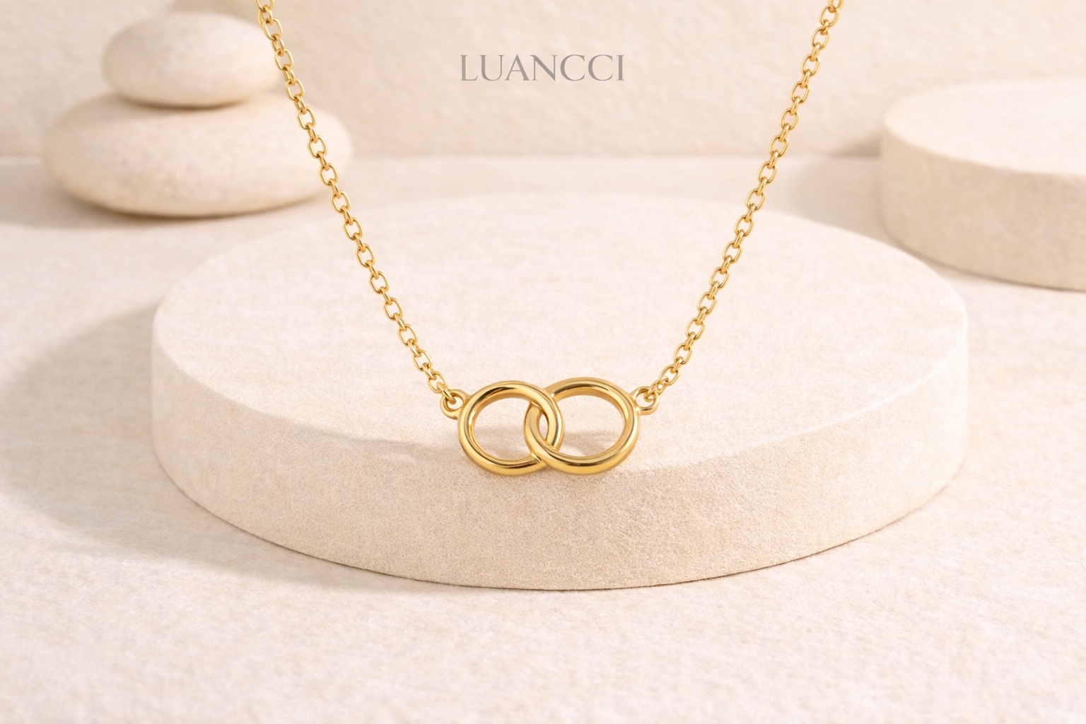 Collar de Plata Esterlina S925 con Anillo Doble Entrelazado Chapado en Oro de 18K – LUANCCI